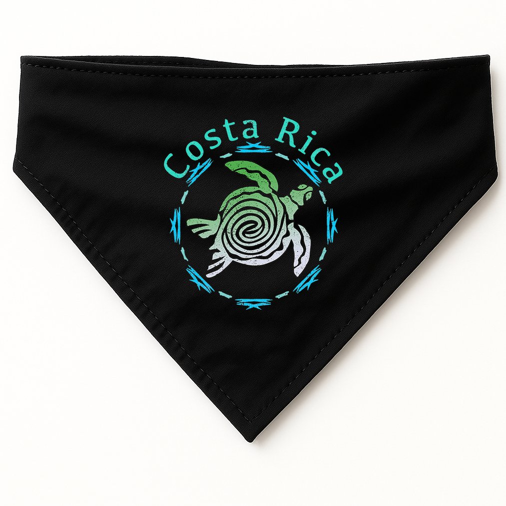 Costa Rica Tee Vintage Tribal Turtle USA-Made Doggie Bandana