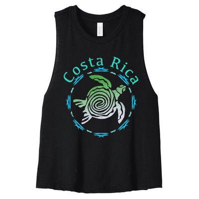 Costa Rica Tee Vintage Tribal Turtle Women's Racerback Cropped Tank