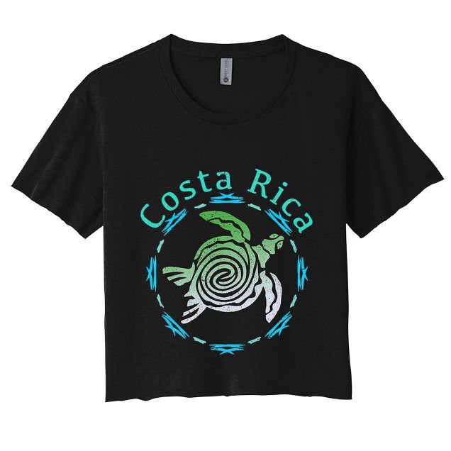 Costa Rica Tee Vintage Tribal Turtle Crop Top