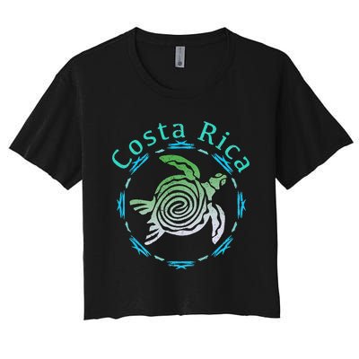 Costa Rica Tee Vintage Tribal Turtle Women's Crop Top Tee