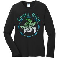 Costa Rica Tee Vintage Tribal Turtle Ladies Long Sleeve Shirt