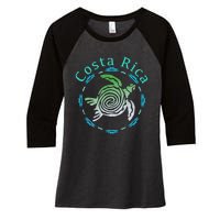 Costa Rica Tee Vintage Tribal Turtle Women's Tri-Blend 3/4-Sleeve Raglan Shirt