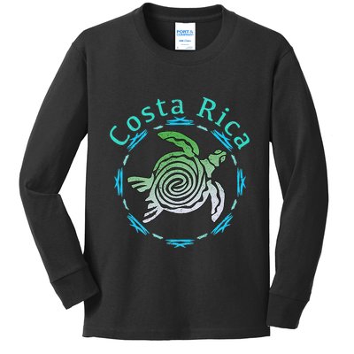 Costa Rica Tee Vintage Tribal Turtle Kids Long Sleeve Shirt