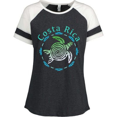 Costa Rica Tee Vintage Tribal Turtle Enza Ladies Jersey Colorblock Tee