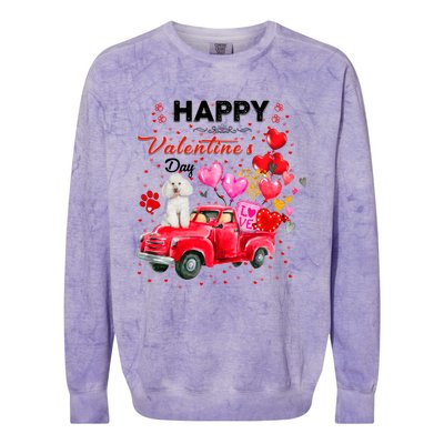 Cute Red Truck Poodle Valentines Day Costume Gift Colorblast Crewneck Sweatshirt