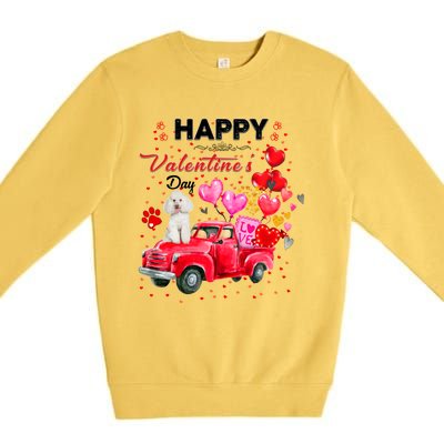 Cute Red Truck Poodle Valentines Day Costume Gift Premium Crewneck Sweatshirt