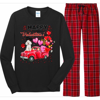 Cute Red Truck Poodle Valentines Day Costume Gift Long Sleeve Pajama Set