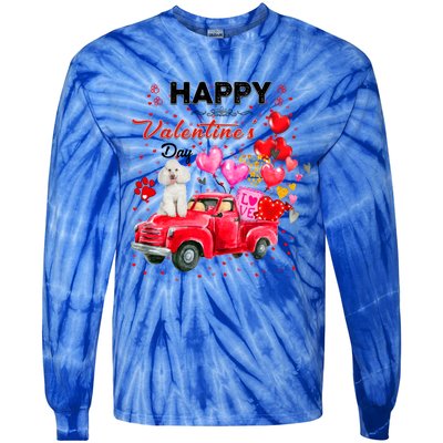 Cute Red Truck Poodle Valentines Day Costume Gift Tie-Dye Long Sleeve Shirt