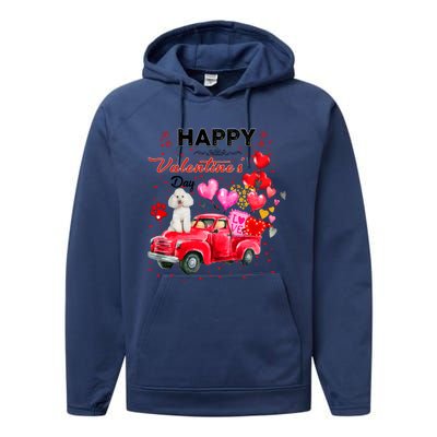 Cute Red Truck Poodle Valentines Day Costume Gift Performance Fleece Hoodie