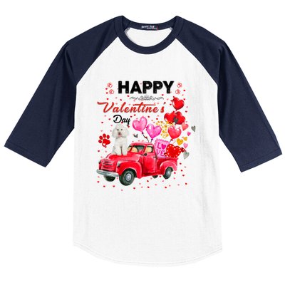 Cute Red Truck Poodle Valentines Day Costume Gift Baseball Sleeve Shirt