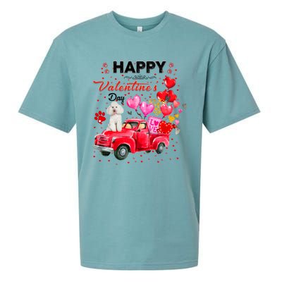 Cute Red Truck Poodle Valentines Day Costume Gift Sueded Cloud Jersey T-Shirt