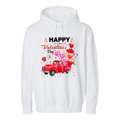 Cute Red Truck Poodle Valentines Day Costume Gift Garment-Dyed Fleece Hoodie