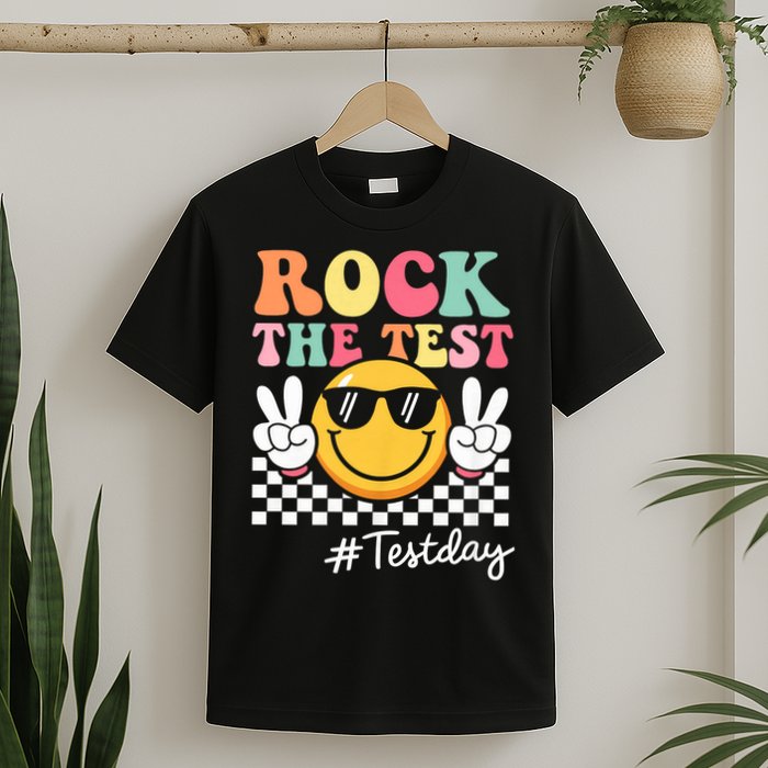 Cute Rock The Test Retro Smile Teach.er  Testing Test Day T-Shirt