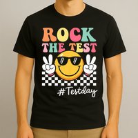 Cute Rock The Test Retro Smile Teach.er  Testing Test Day T-Shirt