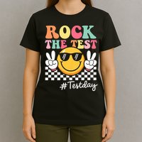 Cute Rock The Test Retro Smile Teach.er  Testing Test Day T-Shirt