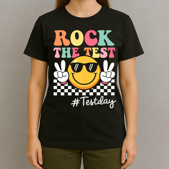 Cute Rock The Test Retro Smile Teach.er  Testing Test Day T-Shirt
