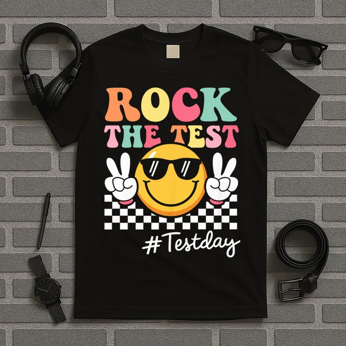 Cute Rock The Test Retro Smile Teach.er  Testing Test Day T-Shirt