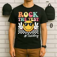 Cute Rock The Test Retro Smile Teach.er  Testing Test Day T-Shirt