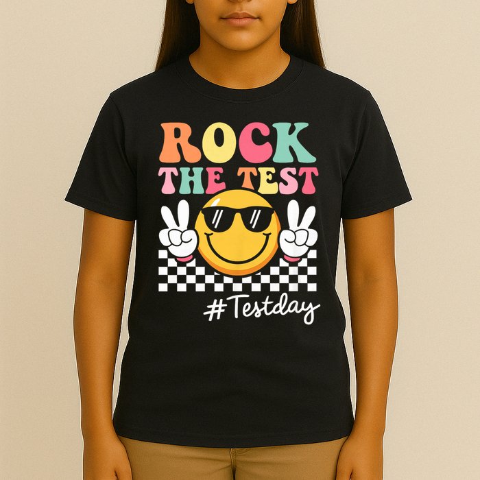 Cute Rock The Test Retro Smile Teach.er  Testing Test Day T-Shirt