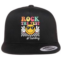 Cute Rock The Test Retro Smile Teach.er  Testing Test Day Flat Bill Trucker Hat
