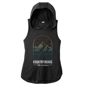 Country Roads Take Me Home Country Roads Retro Country Ladies PosiCharge Tri-Blend Wicking Draft Hoodie Tank