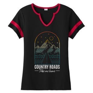 Country Roads Take Me Home Country Roads Retro Country Ladies Halftime Notch Neck Tee