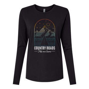 Country Roads Take Me Home Country Roads Retro Country Womens Cotton Relaxed Long Sleeve T-Shirt