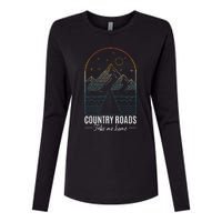 Country Roads Take Me Home Country Roads Retro Country Womens Cotton Relaxed Long Sleeve T-Shirt