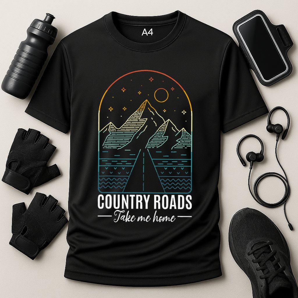 Country Roads Take Me Home Country Roads Retro Country Cooling Performance Crew T-Shirt
