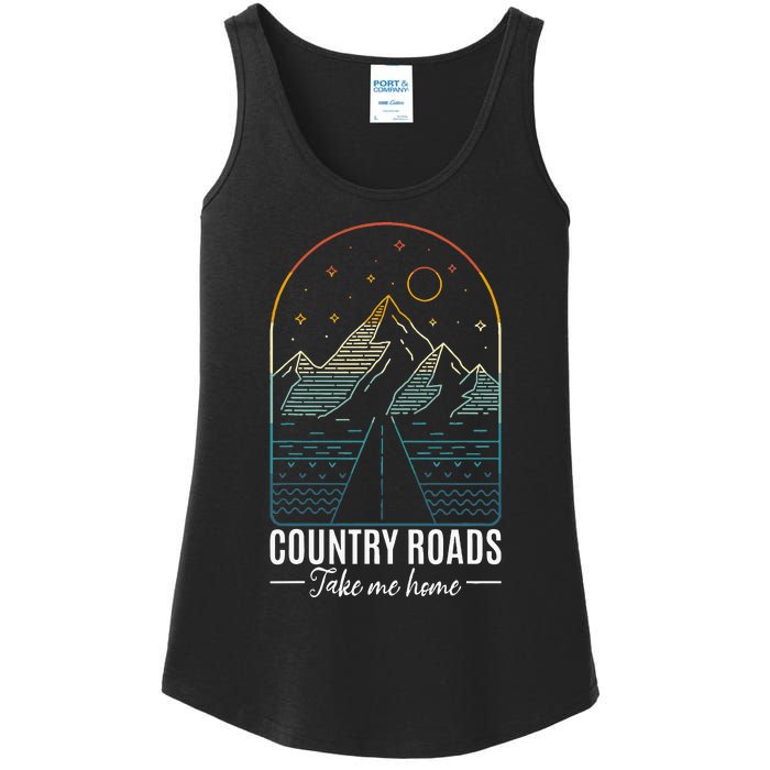 Country Roads Take Me Home Country Roads Retro Country Ladies Essential Tank