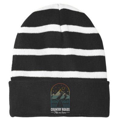 Country Roads Take Me Home Country Roads Retro Country Striped Beanie with Solid Band