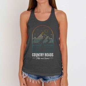 Country Roads Take Me Home Country Roads Retro Country Women's Knotted Racerback Tank