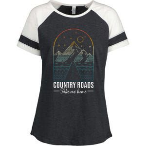 Country Roads Take Me Home Country Roads Retro Country Enza Ladies Jersey Colorblock Tee