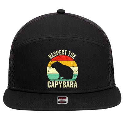 Capybaras Respect The Capybara Cavy Rodent Lover  7 Panel Mesh Trucker Snapback Hat