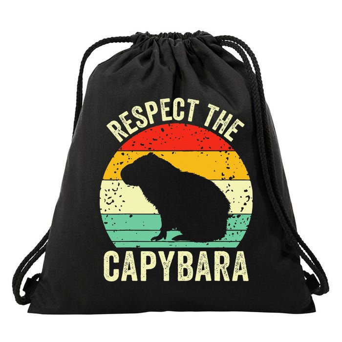 Capybaras Respect The Capybara Cavy Rodent Lover  Drawstring Bag