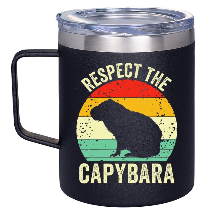 Capybaras Respect The Capybara Cavy Rodent Lover  12oz Stainless Steel Coffee Mug