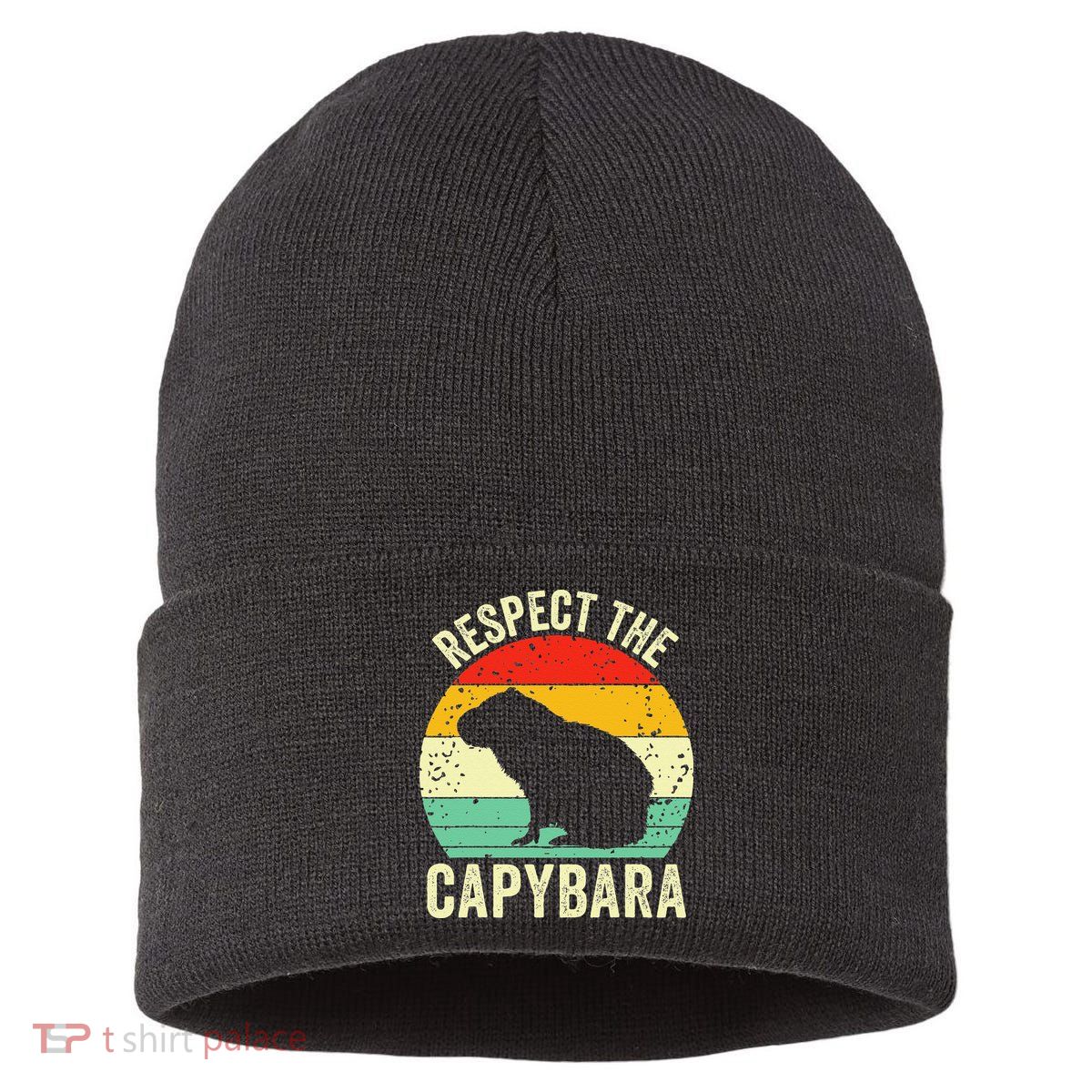 Capybaras Respect The Capybara Cavy Rodent Lover  Sustainable Knit Beanie