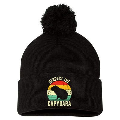 Capybaras Respect The Capybara Cavy Rodent Lover  Pom Pom 12in Knit Beanie