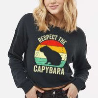 Capybaras Respect The Capybara Cavy Rodent Lover  Cropped Pullover Crew