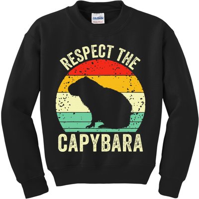Capybaras Respect The Capybara Cavy Rodent Lover  Kids Sweatshirt