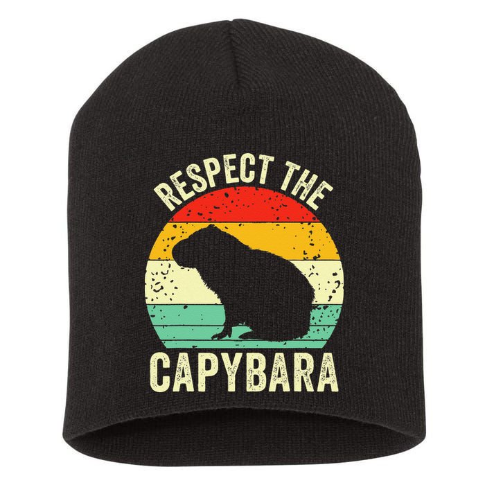Capybaras Respect The Capybara Cavy Rodent Lover  Short Acrylic Beanie