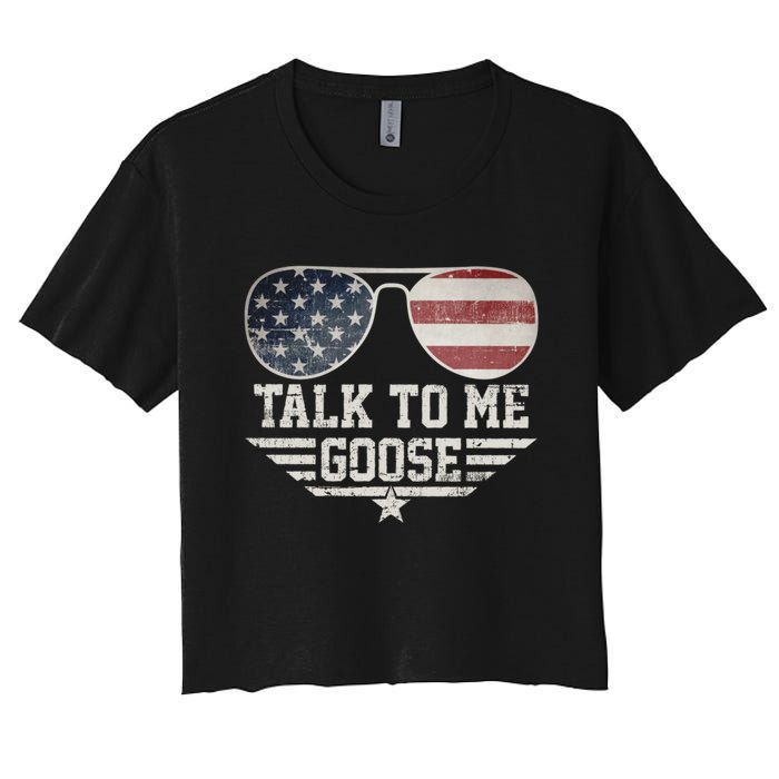 Cool Retro Talk To Me Goose Gift Women's Crop Top Tee