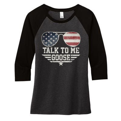 Cool Retro Talk To Me Goose Gift Women's Tri-Blend 3/4-Sleeve Raglan Shirt