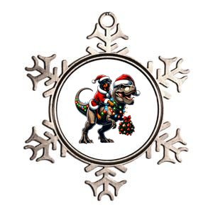 Christmas Rottweiler Trex Santa Hat Festive Dinosaur Dog Gift Metallic Star Ornament