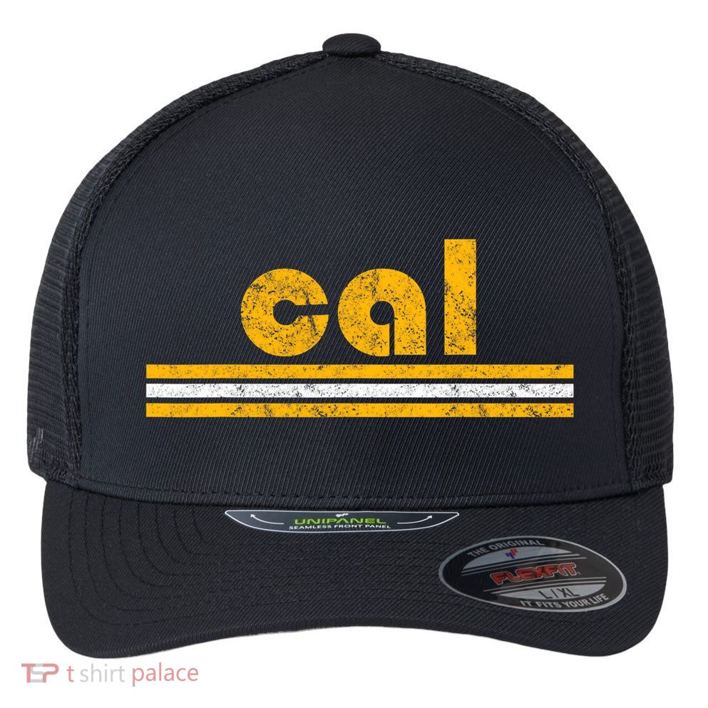 Cal Retro Three Stripe Vintage California Throwback Flexfit Unipanel Trucker Cap