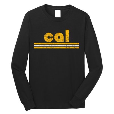 Cal Retro Three Stripe Vintage California Throwback Long Sleeve Shirt