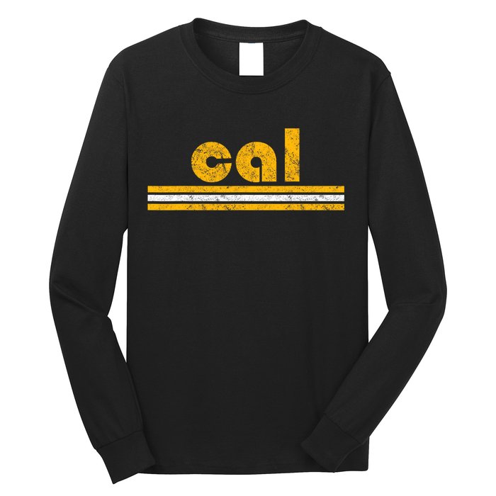 Cal Retro Three Stripe Vintage California Throwback Long Sleeve Shirt