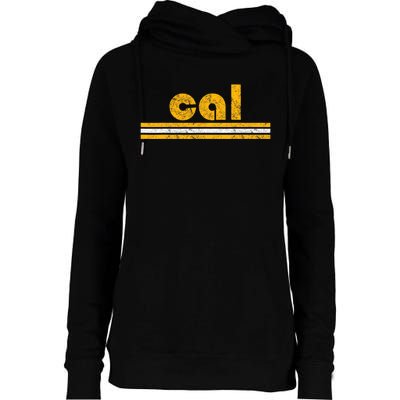 Cal Retro Three Stripe Vintage California Throwback Womens Funnel Neck Pullover Hood