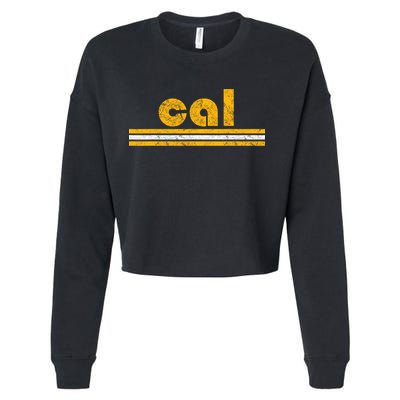 Cal Retro Three Stripe Vintage California Throwback Cropped Pullover Crew