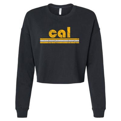 Cal Retro Three Stripe Vintage California Throwback Cropped Pullover Crew